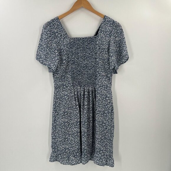 Abercrombie & Fitch Cottagecore M Blue White Floral Mini Dress Sweetheart V-Neck - Picture 2 of 10